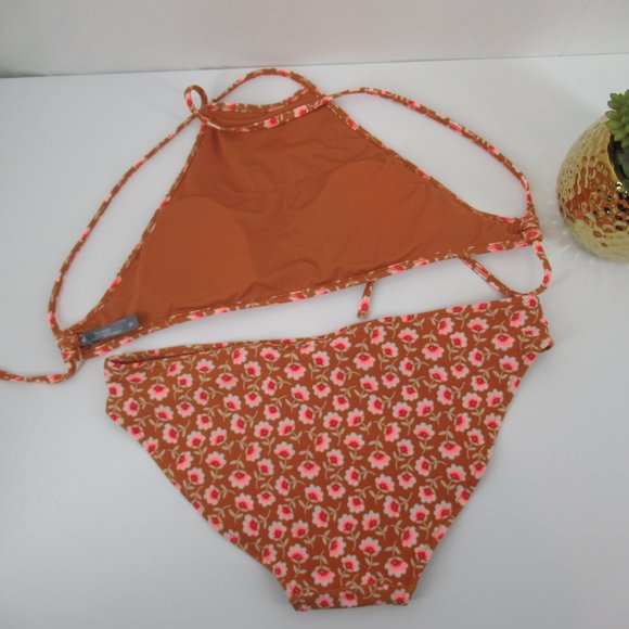 AERIE Brown Floral Bikini XS/Med - Picture 6 of 11